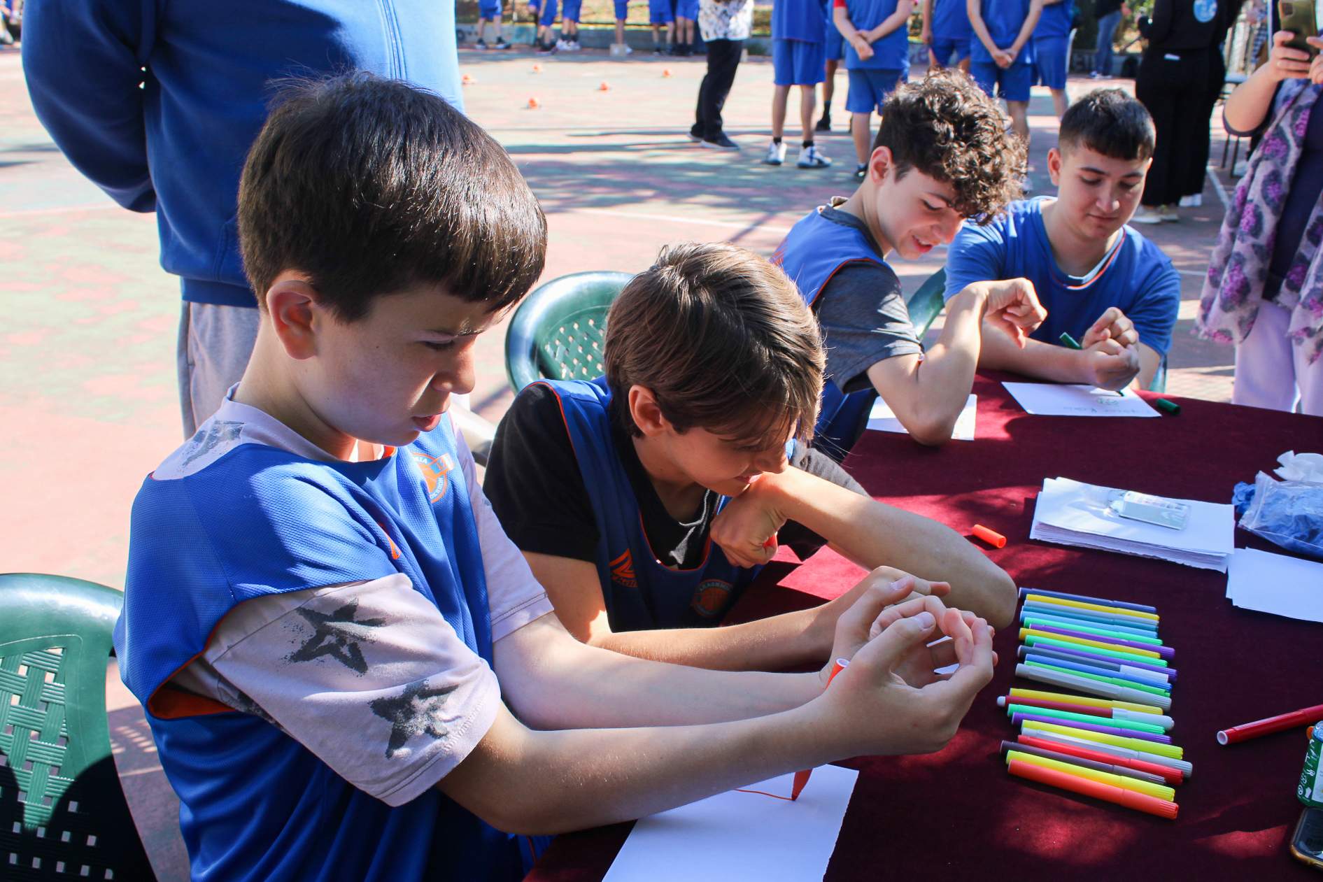 Drawing activity at table during the event